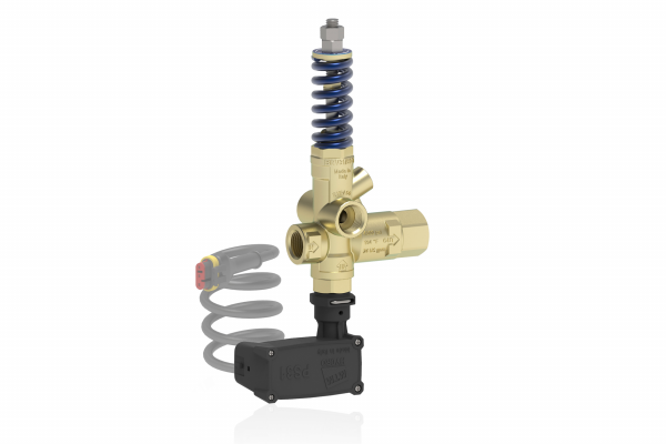 BRV31/90 T PRESSURE REGULATING UNLOADER VALVE WITH PRESSURE PORT, MICROSWITCH WITH ELECTRICAL QUICK CONNECTOR AND KNOB